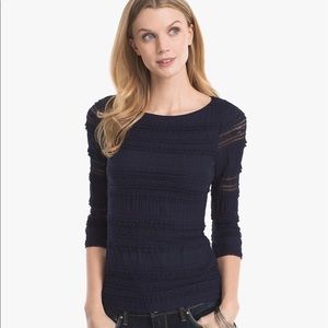 White House Black Market 3/4 sleeve, navy, size M